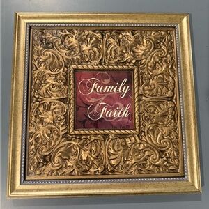 ornate vintage gold Baroque-style framed picture  "Family Faith".